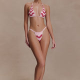 Top de Bikini Triangular Robyn com Detalhes em Contas - Rosa