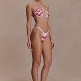 Top de Bikini Triangular Robyn com Detalhes em Contas - Rosa