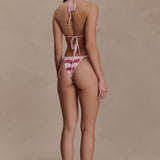 Top de Bikini Triangular Robyn com Detalhes em Contas - Rosa