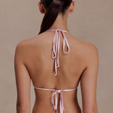 Top de Bikini Triangular Robyn com Detalhes em Contas - Rosa