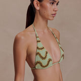 Bikini Triangular Sage Robyn com Detalhes em Pérolas