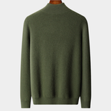 Pullover 100% Caxemira com Mangas Caneladas e Zíper Frontal