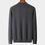 Cardigan de Caxemira 100% com Zíper Duplo - Cinza Escuro