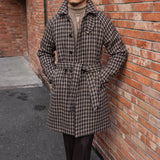 Casaco de lã Houndstooth 'Edinburgh' com cinto incluído