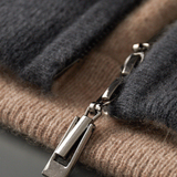 Cardigan de Caxemira 100% com Zíper Duplo - Cinza Escuro