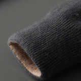 Cardigan de Caxemira 100% com Zíper Duplo - Cinza Escuro