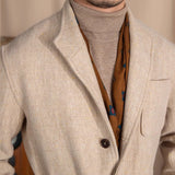 Blazer Eton em Lã Tweed com Estampa Herringbone
