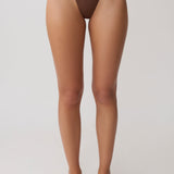 Bloom Bikini Inferior Brodat - Chocolate com Bordado em Azul Claro