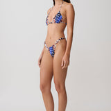 Coralia High-Side Thong Bikini Bottom - Blue Abstract Print