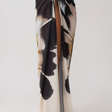 Fular Sarong Noa em Chiffon - Estampa Floral sobre Fundo Marfim