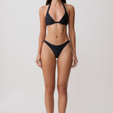Coralia Tanga de Banho de Cintura Alta - Preto