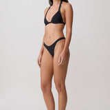 Coralia Tanga de Banho de Cintura Alta - Preto