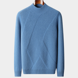 Elegante Pullover de Caxemira Pura em Azul Céu