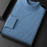 Elegante Pullover de Caxemira Pura em Azul Céu