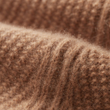 Cardigan de Caxemira Puro com Fecho de Correr em Mostarda Texturizada