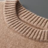 Pullover Bege em Cashmere 100% com Decote Redondo