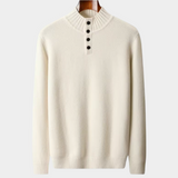 Clássico Pullover de Lã Merino Extra-Fina com Botão
