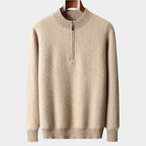 Suéter Premium de Cashmere com Estampa e Zíper Parcial