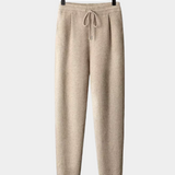 Calças de Cashmere Premium com Plissado