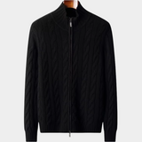 Cardigan de lã merino extra-fina com dois zíperes