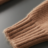 Cardigan de Caxemira Puro com Fecho de Correr em Mostarda Texturizada