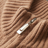 Cardigan de Caxemira Puro com Fecho de Correr em Mostarda Texturizada