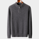 Pullover de Cashmere Puro Cinza Escuro com Zíper