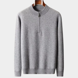Suéter Premium de Cashmere com Estampa e Zíper Parcial