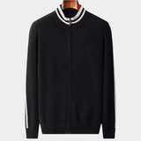 Cardigan de lã merino extra-fina com fecho de correr, disponível em duas cores