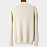 Clássico Pullover de Lã Merino Extra-Fina com Botão