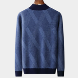 Suéter de lã merino extra-fina com gola alta em estilo bicolor