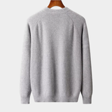 Cardigan de lã merino extra-fina com fechamento e detalhes em ribana