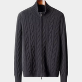 Cardigan de lã merino extra-fina com dois zíperes