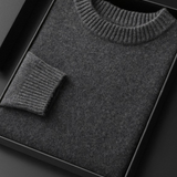 Pullover de Cashmere Puro Cinza Escuro com Detalhes Recortados