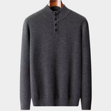 Clássico Pullover de Lã Merino Extra-Fina com Botão