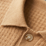 Cardigan de Caxemira Pura Texturizado com Botão em Tom Caramelo