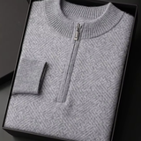 Suéter Premium de Cashmere com Estampa e Zíper Parcial
