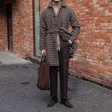 Casaco de lã Houndstooth 'Edinburgh' com cinto incluído