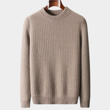 Suéter de Cashmere Bege com Gola Redonda