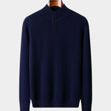 Clássico Pullover de Lã Merino Extra-Fina com Botão