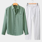 Conjunto de Verão Dolce Vita com Manga Longa - Verde e Branco