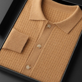Cardigan de Caxemira Pura Texturizado com Botão em Tom Caramelo