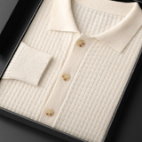 Cardigan de Cashmere Puro Texturizado em Marfim com Botões