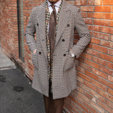 Palton Vintage Holmes com Estampa Houndstooth e Frente Dupla