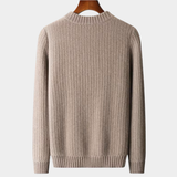 Suéter de Cashmere Bege com Gola Redonda