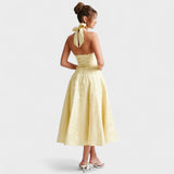 Halina - Vestido Midi com Detalhes de Corpete