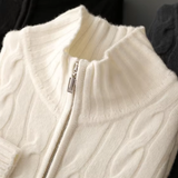 Cardigan de lã merino extra-fina com dois zíperes