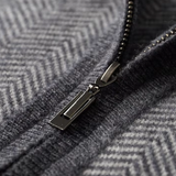 Conjunto de Roupa em Lã Merino Extra-Fina Cinza com Estampa Herringbone