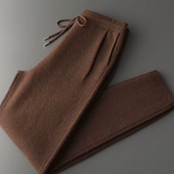 Calças de Cashmere Premium com Plissado