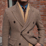 Palton Vintage Holmes com Estampa Houndstooth e Frente Dupla